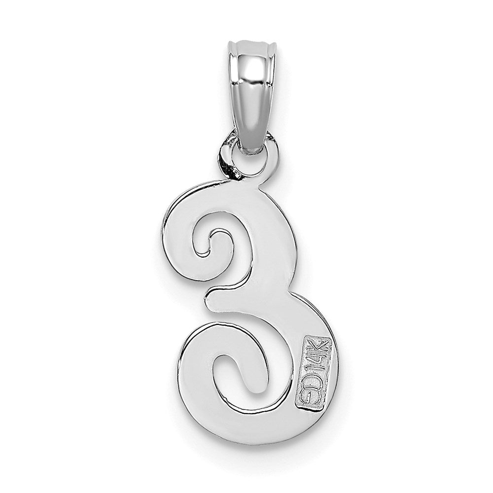 14K White Gold 14Kw Script Letter E Initial Pendant