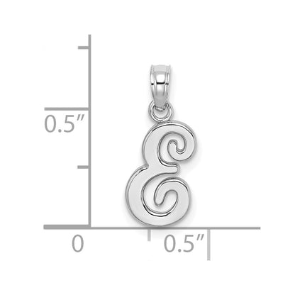 14K White Gold 14Kw Script Letter E Initial Pendant