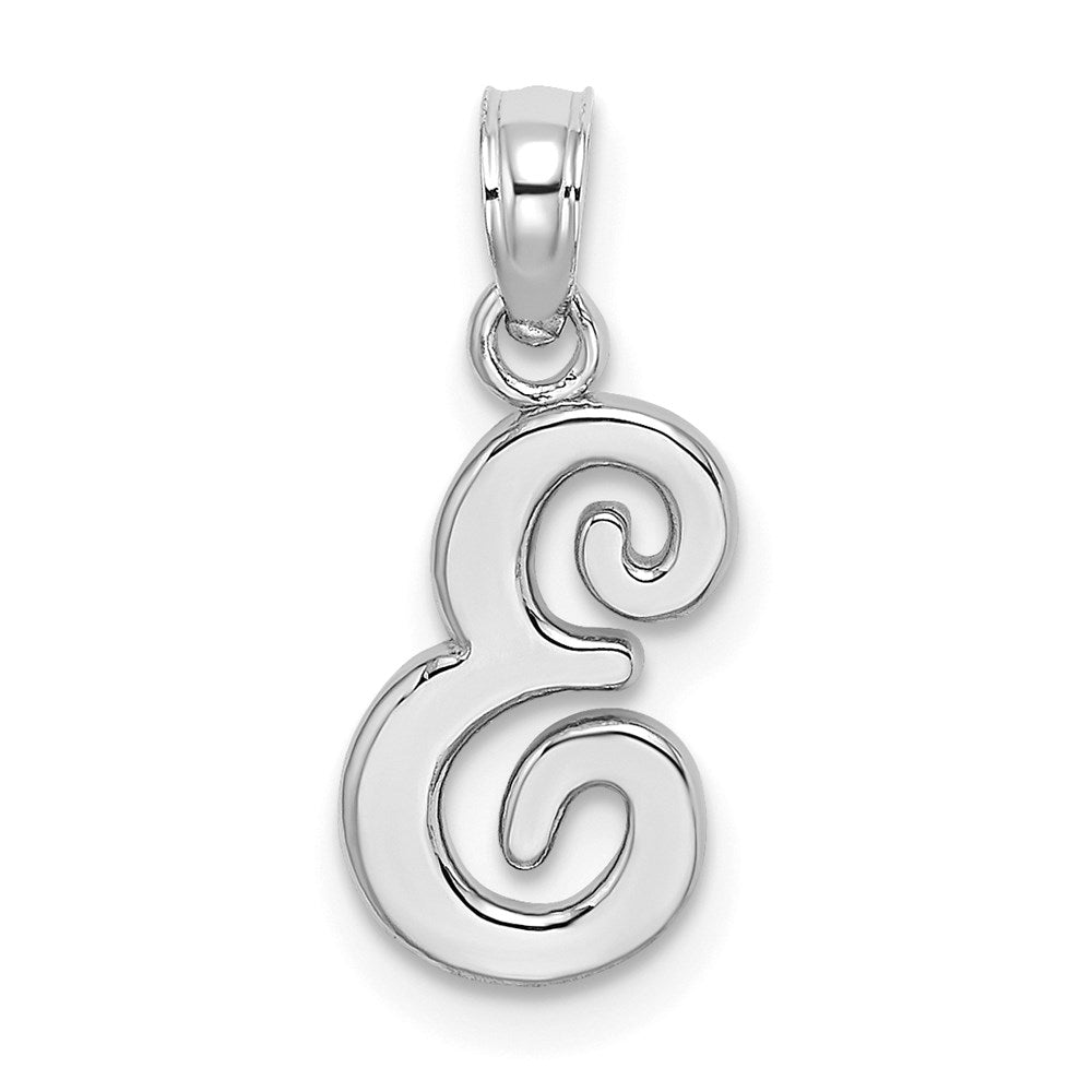 14K White Gold 14Kw Script Letter E Initial Pendant