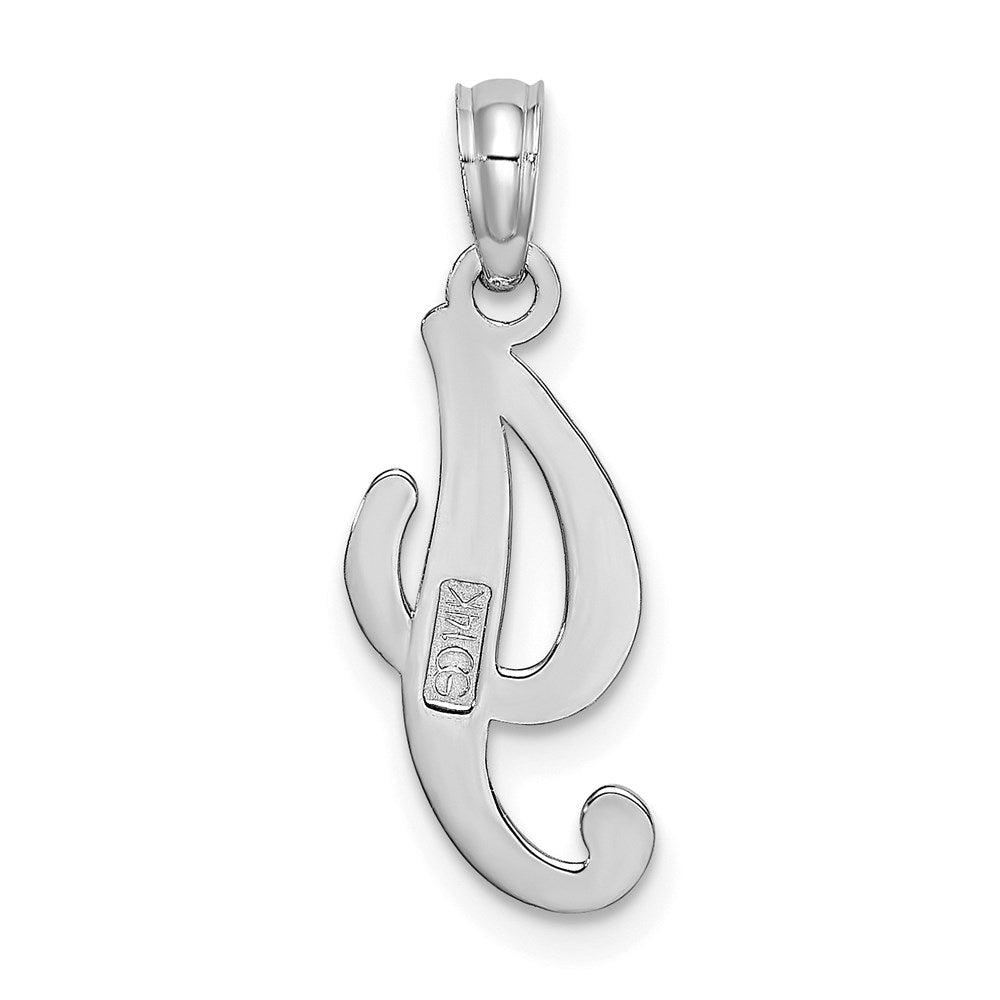 14K White Gold 14Kw Script Letter I Initial Pendant