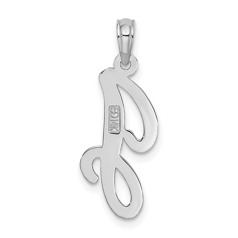 14K White Gold 14Kw Script Letter J Initial Pendant