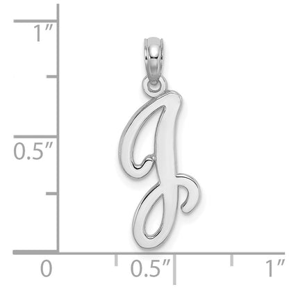 14K White Gold 14Kw Script Letter J Initial Pendant