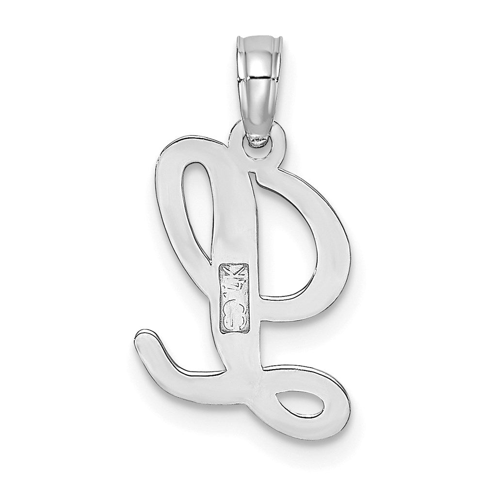 14K White Gold 14Kw Script Letter L Initial Pendant