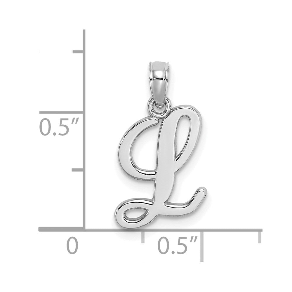 14K White Gold 14Kw Script Letter L Initial Pendant