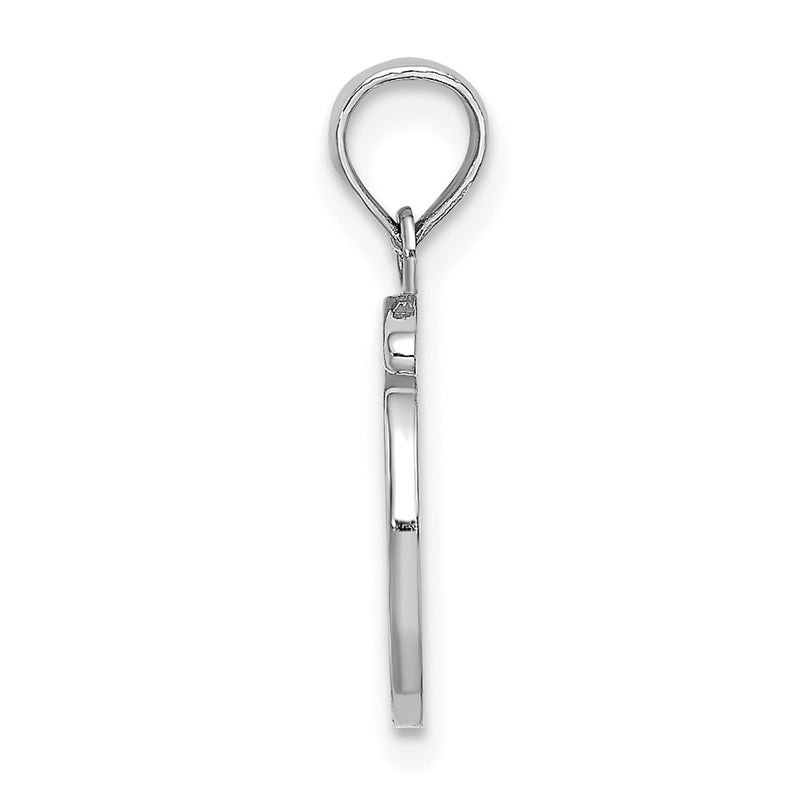 14K White Gold 14Kw Script Letter O Initial Pendant