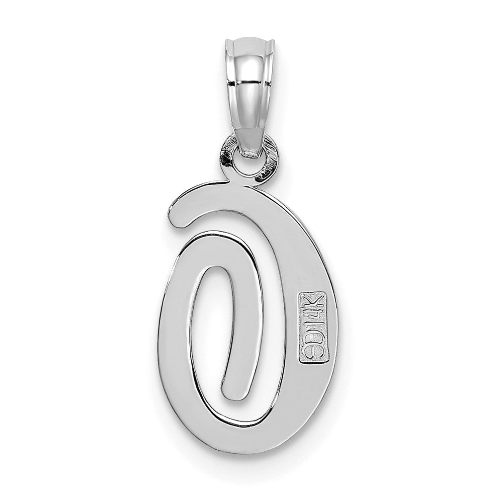 14K White Gold 14Kw Script Letter O Initial Pendant