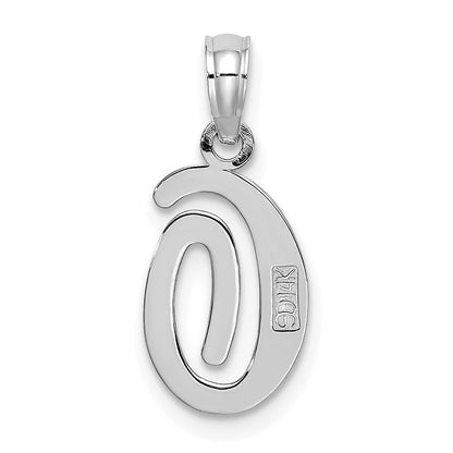14K White Gold 14Kw Script Letter O Initial Pendant