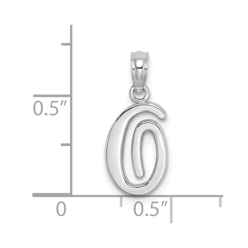 14K White Gold 14Kw Script Letter O Initial Pendant