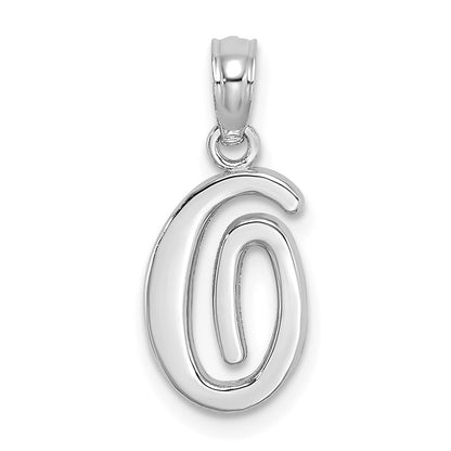 14K White Gold 14Kw Script Letter O Initial Pendant