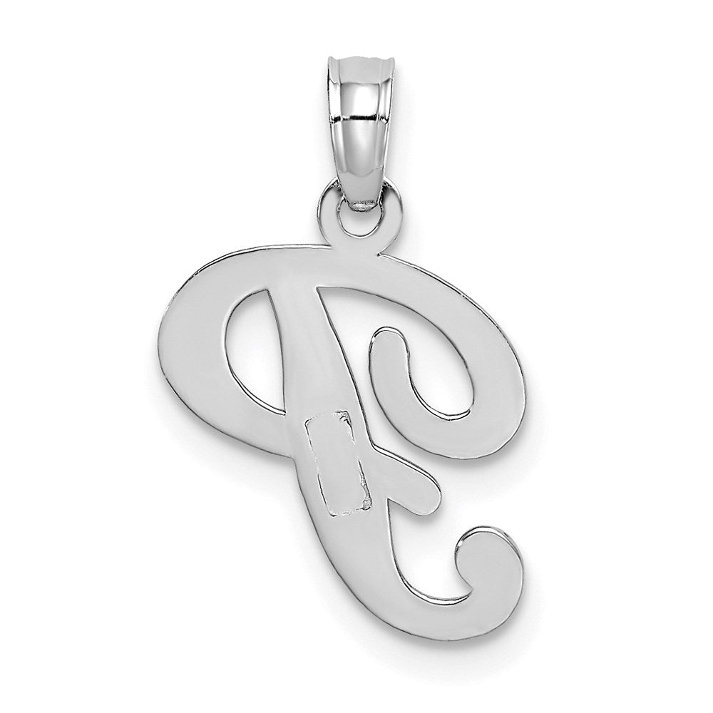 14K White Gold 14Kw Script Letter P Initial Pendant