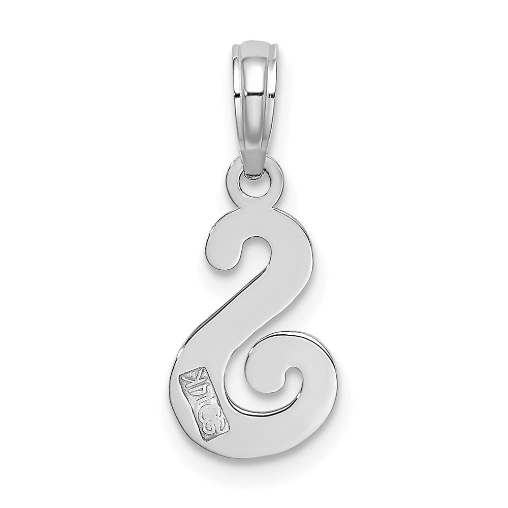 14K White Gold 14Kw Script Letter S Initial Pendant