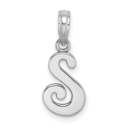 14K White Gold 14Kw Script Letter S Initial Pendant