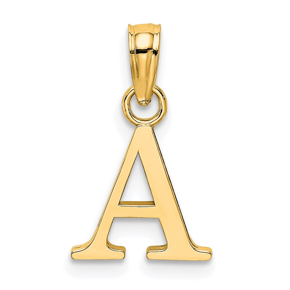 14K Yellow Gold 14Ky Polished Block Letter A Initial Pendant