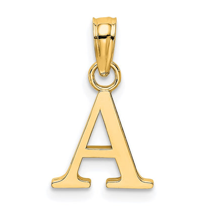 14K Yellow Gold 14Ky Polished Block Letter A Initial Pendant
