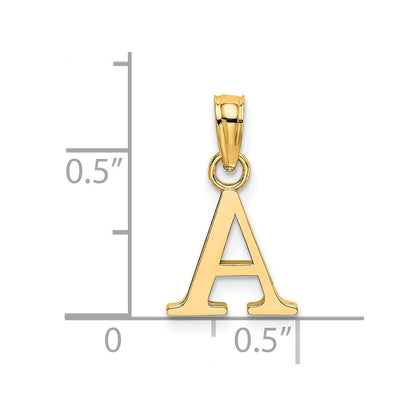 14K Yellow Gold 14Ky Polished Block Letter A Initial Pendant