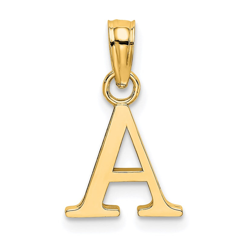 14K Yellow Gold 14Ky Polished Block Letter A Initial Pendant