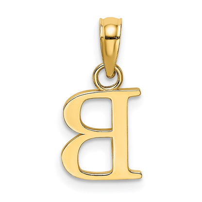 14K Yellow Gold 14Ky Polished Block Letter B Initial Pendant
