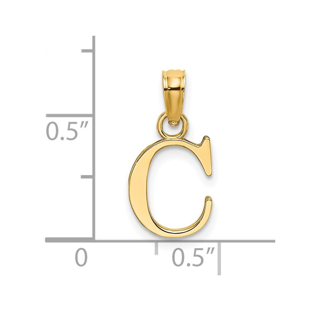 14K Yellow Gold 14Ky Polished Block Letter C Initial Pendant