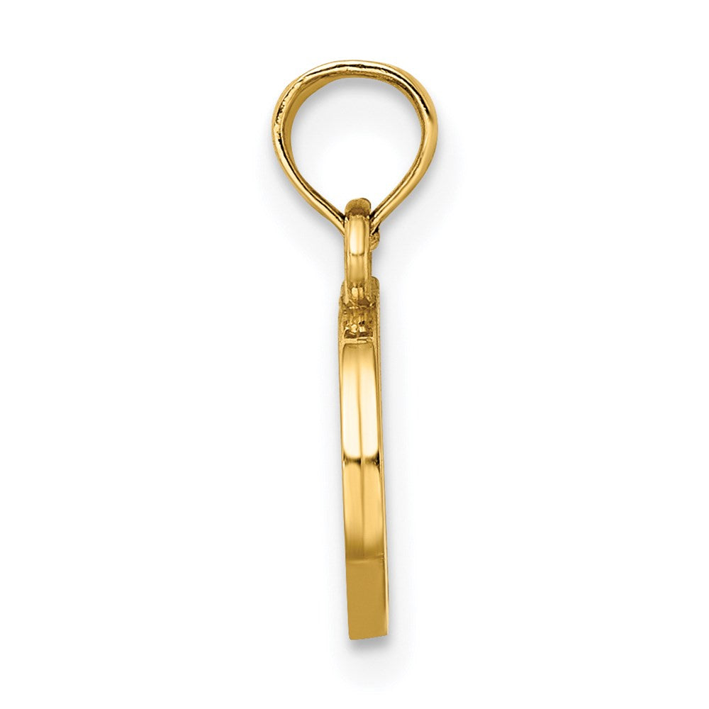 14K Yellow Gold 14Ky Polished Block Letter D Initial Pendant