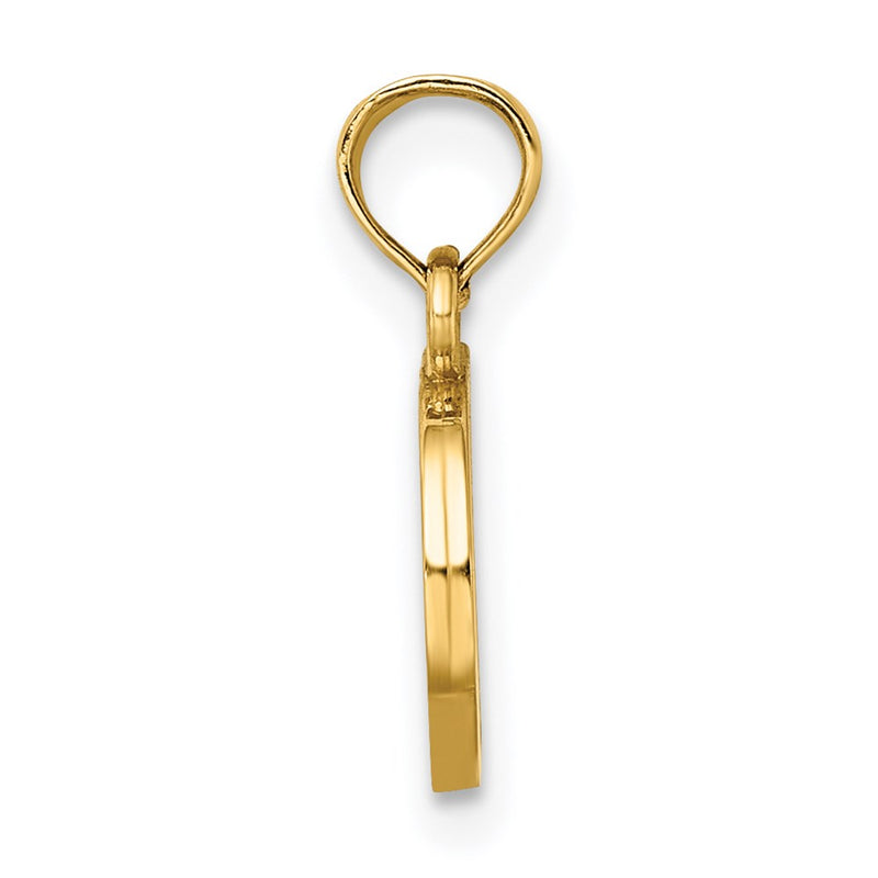 14K Yellow Gold 14Ky Polished Block Letter D Initial Pendant