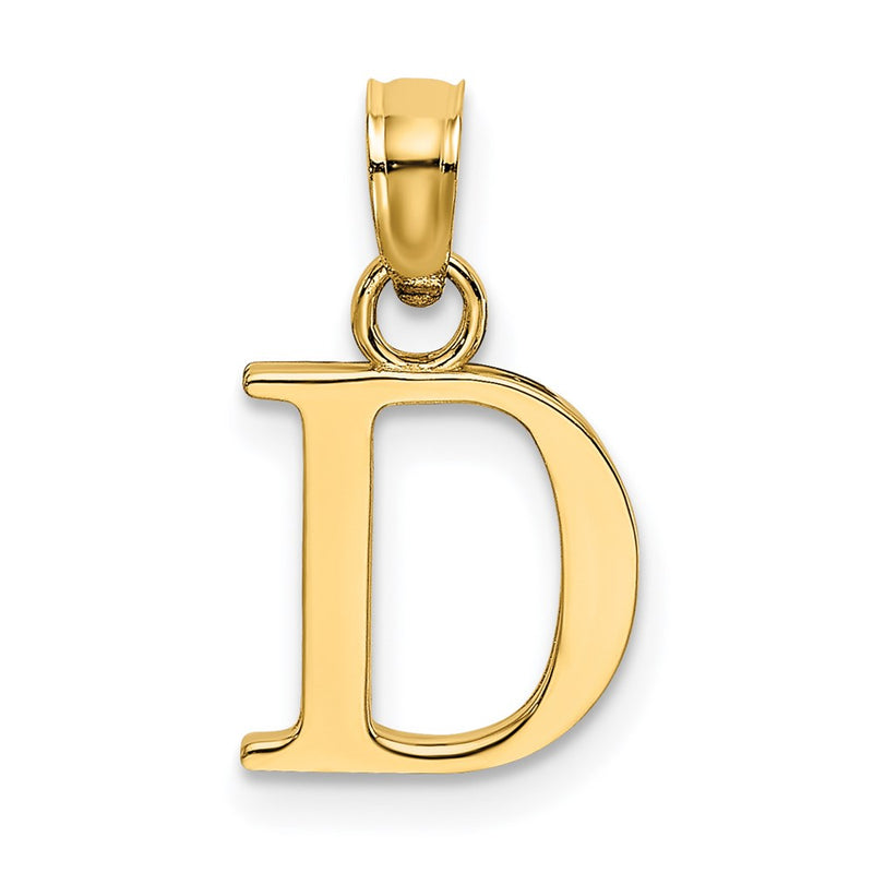 14K Yellow Gold 14Ky Polished Block Letter D Initial Pendant
