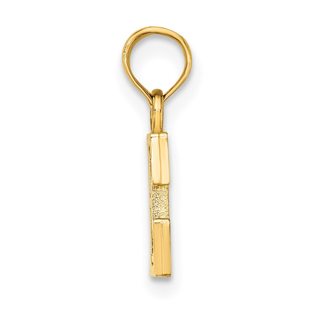 14K Yellow Gold Polished Block Letter E Initial Pendant