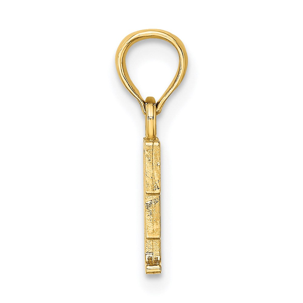14K Yellow Gold Polished Block Letter F Initial Pendant