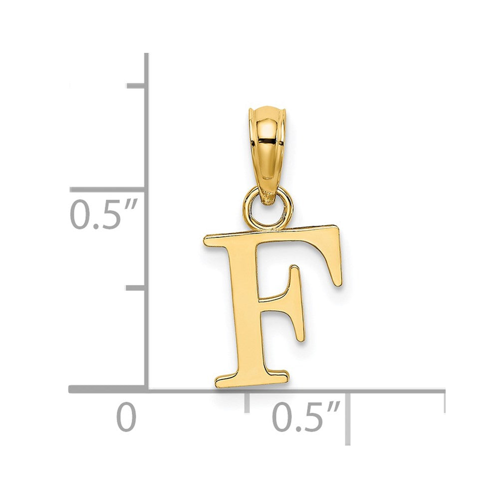 14K Yellow Gold Polished Block Letter F Initial Pendant