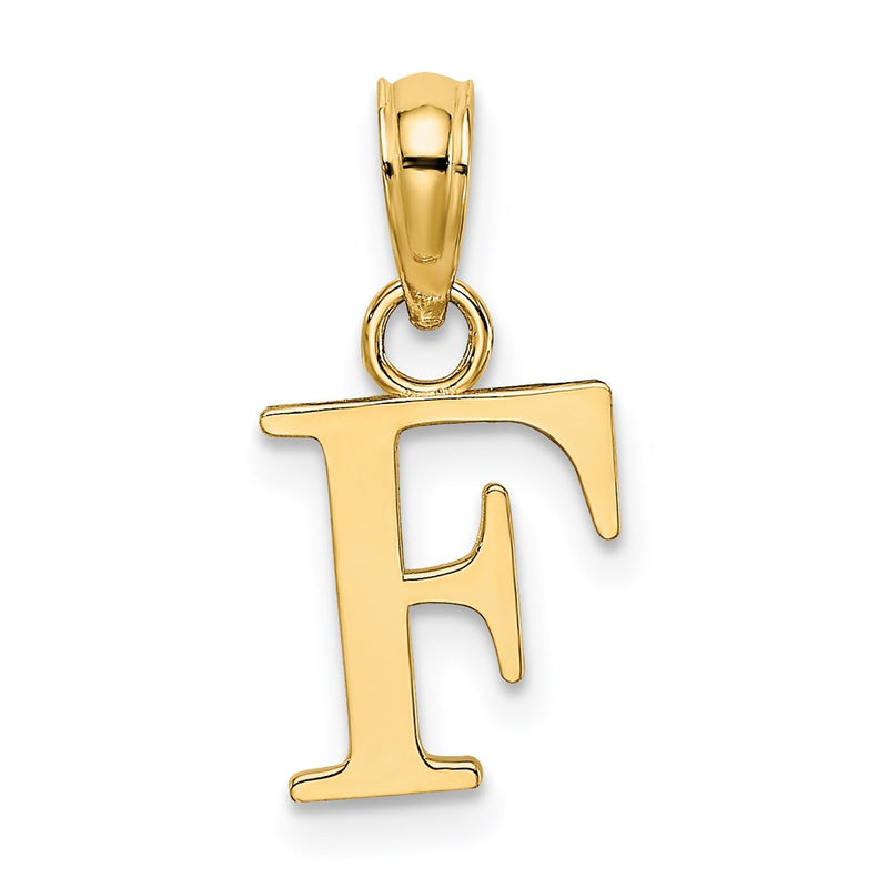 14K Yellow Gold Polished Block Letter F Initial Pendant