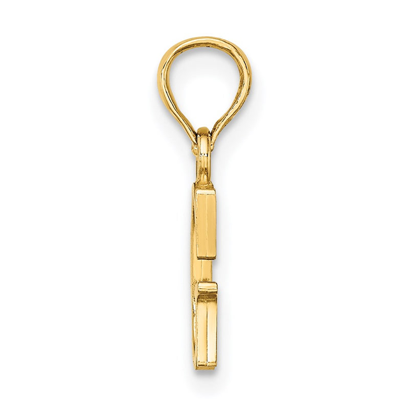 14K Yellow Gold Polished Block Letter G Initial Pendant