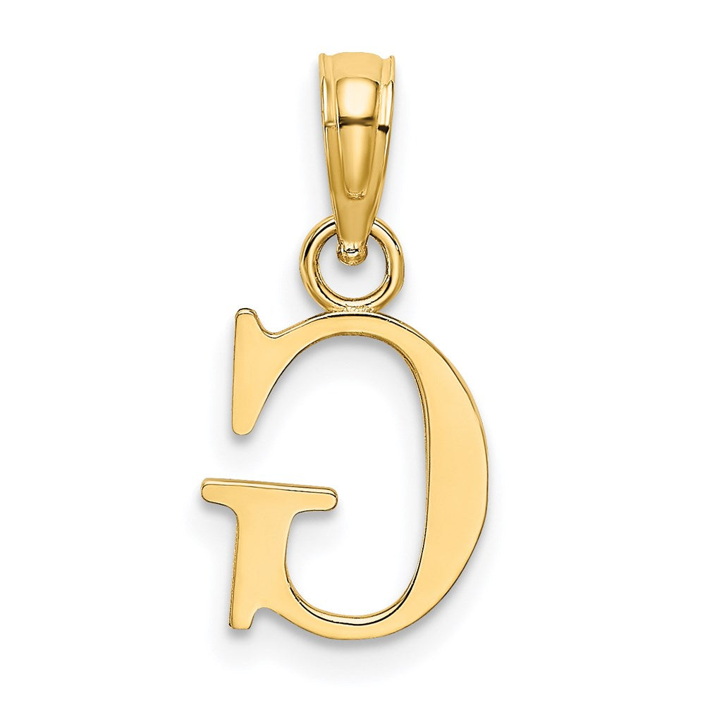 14K Yellow Gold Polished Block Letter G Initial Pendant