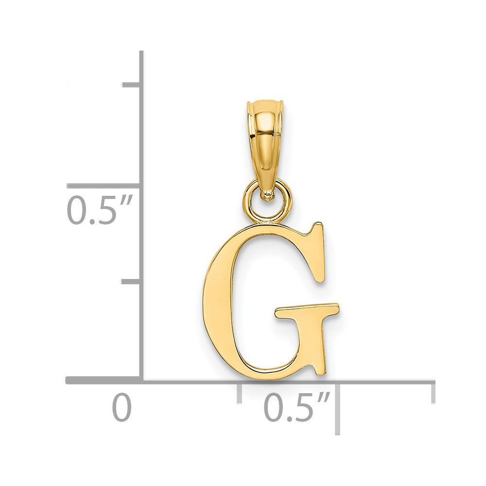 14K Yellow Gold Polished Block Letter G Initial Pendant