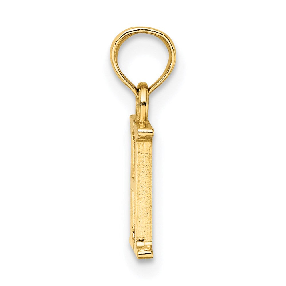 14K Yellow Gold Polished Block Letter H Initial Pendant