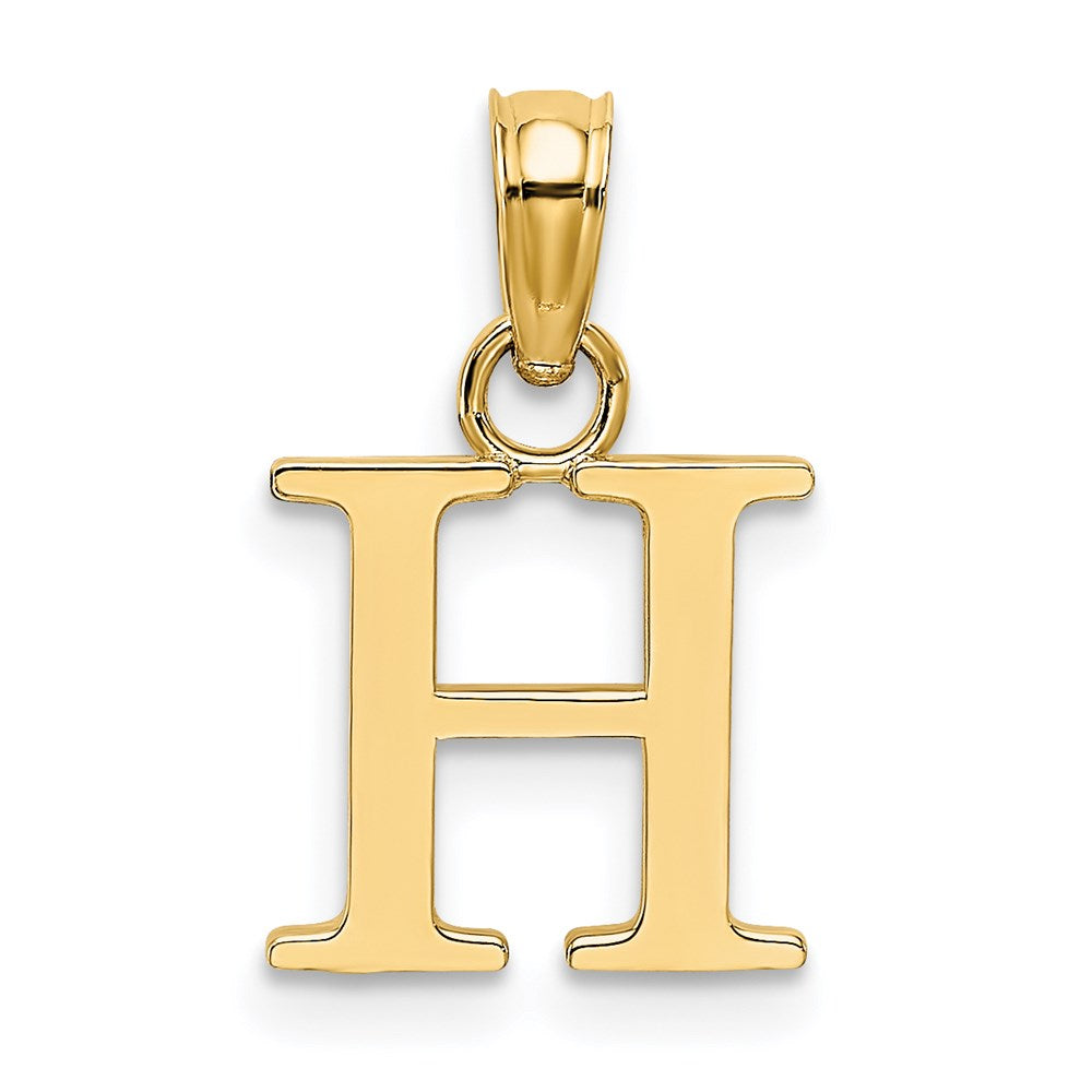 14K Yellow Gold Polished Block Letter H Initial Pendant