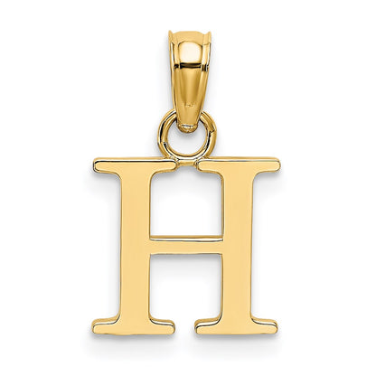 14K Yellow Gold Polished Block Letter H Initial Pendant