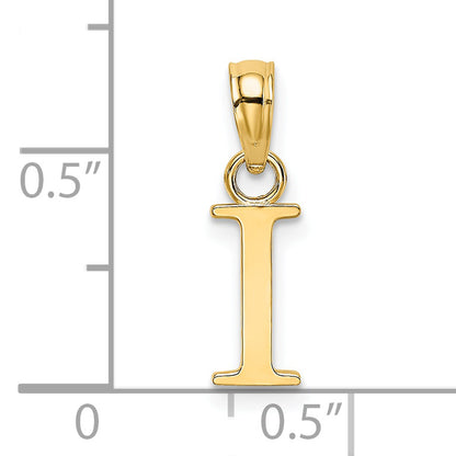 14K Yellow Gold Polished Block Letter I Initial Pendant