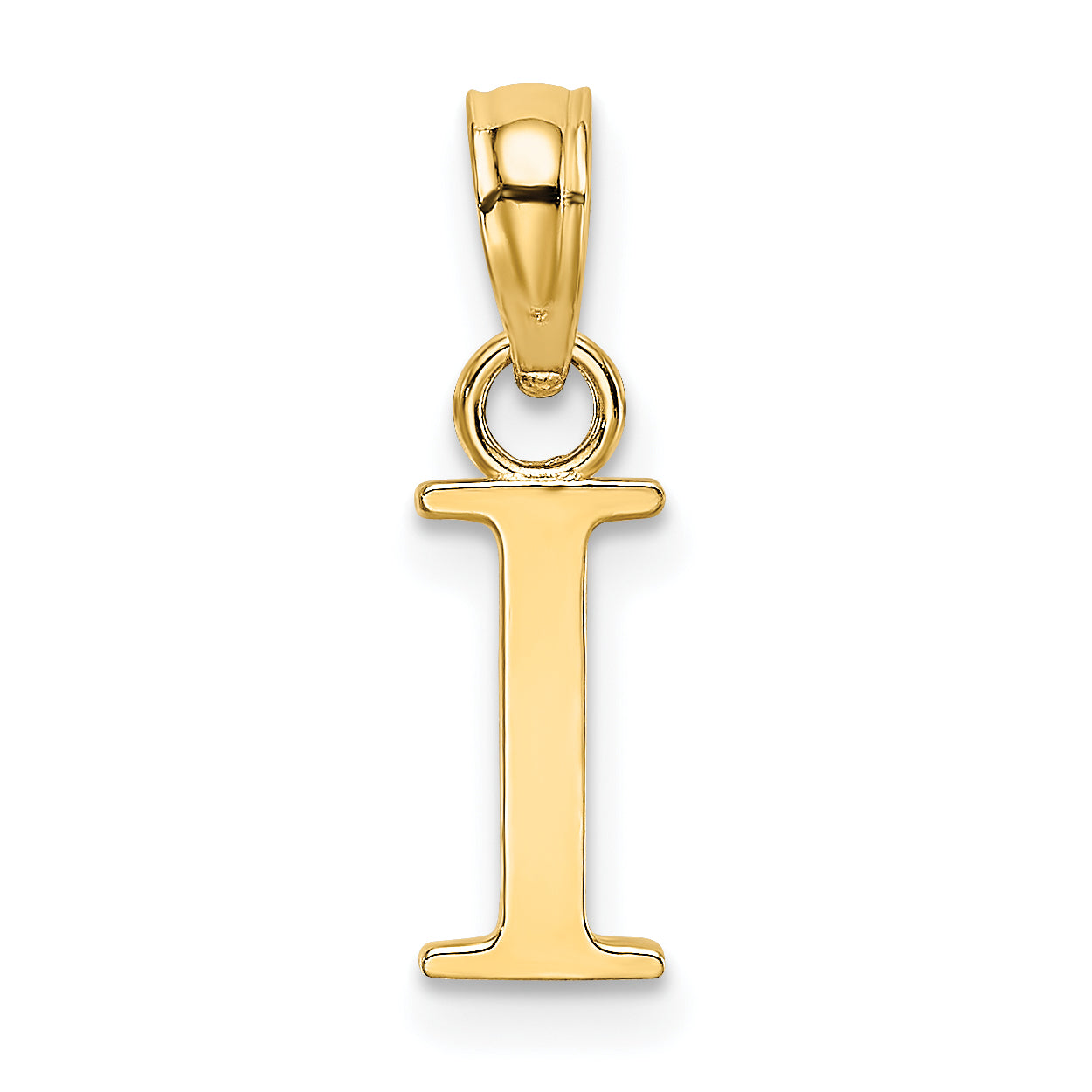 14K Yellow Gold Polished Block Letter I Initial Pendant