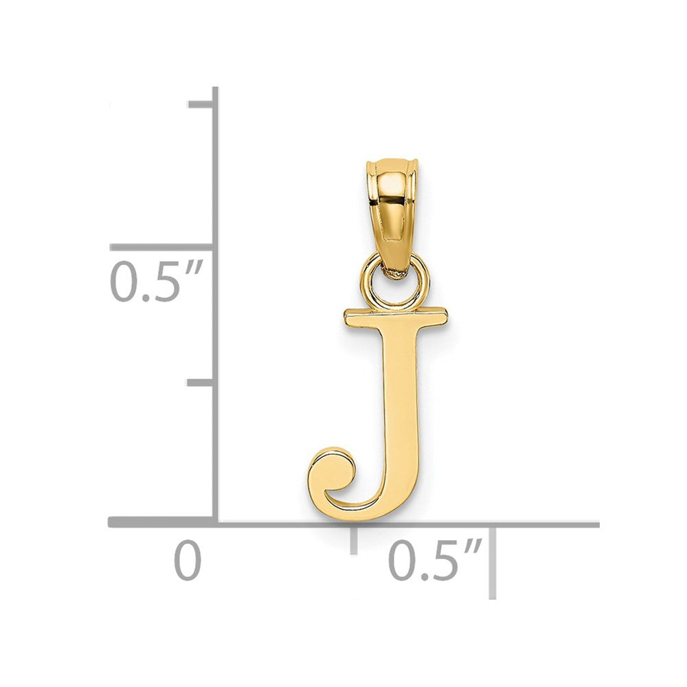 14K Yellow Gold Polished Block Letter J Initial Pendant