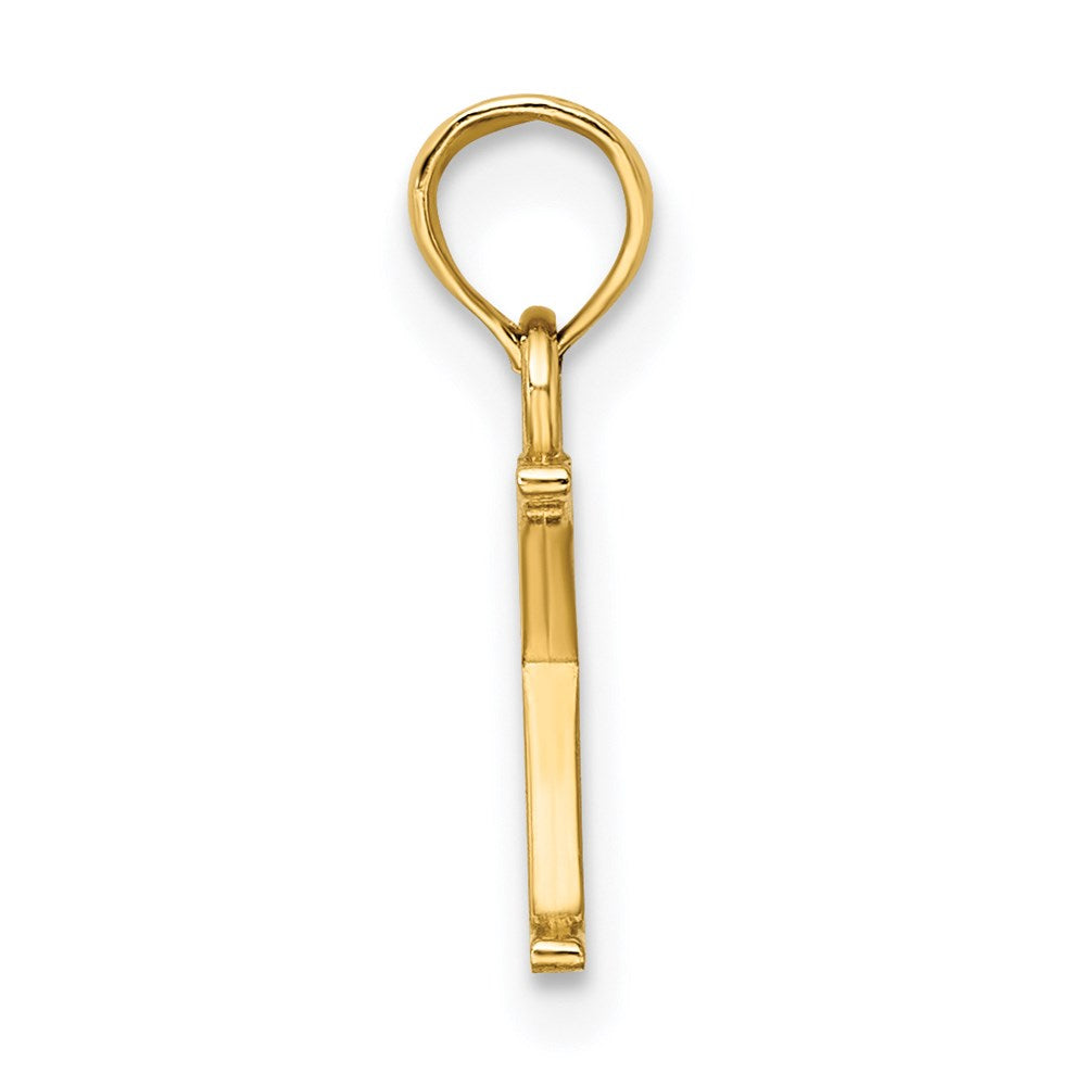 14K Yellow Gold Polished Block Letter K Initial Pendant