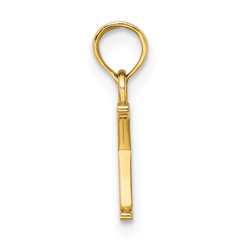 14K Yellow Gold Polished Block Letter K Initial Pendant