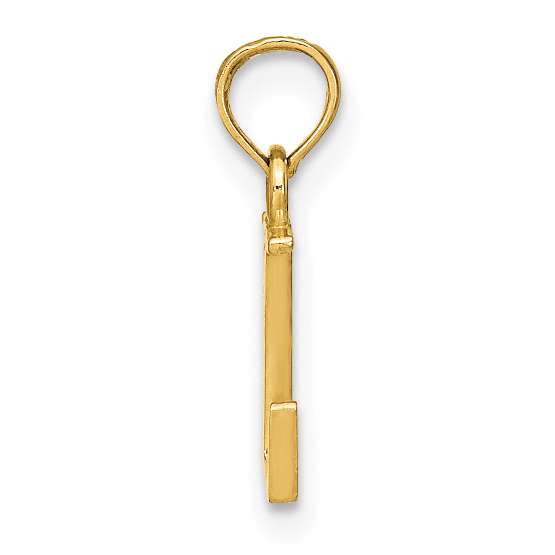 14K Yellow Gold Polished Block Letter L Initial Pendant