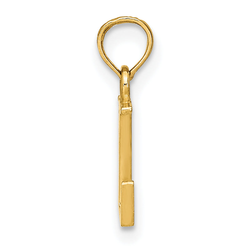 14K Yellow Gold Polished Block Letter L Initial Pendant
