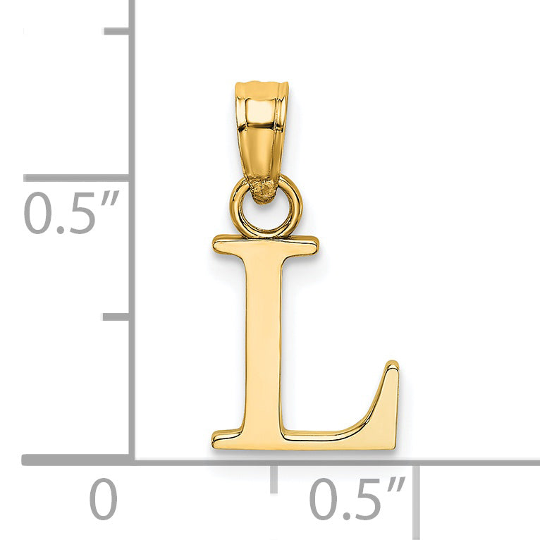 14K Yellow Gold Polished Block Letter L Initial Pendant