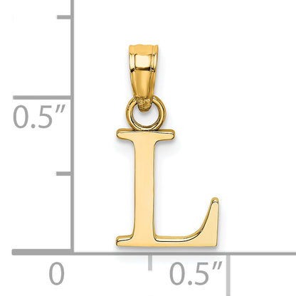 14K Yellow Gold Polished Block Letter L Initial Pendant
