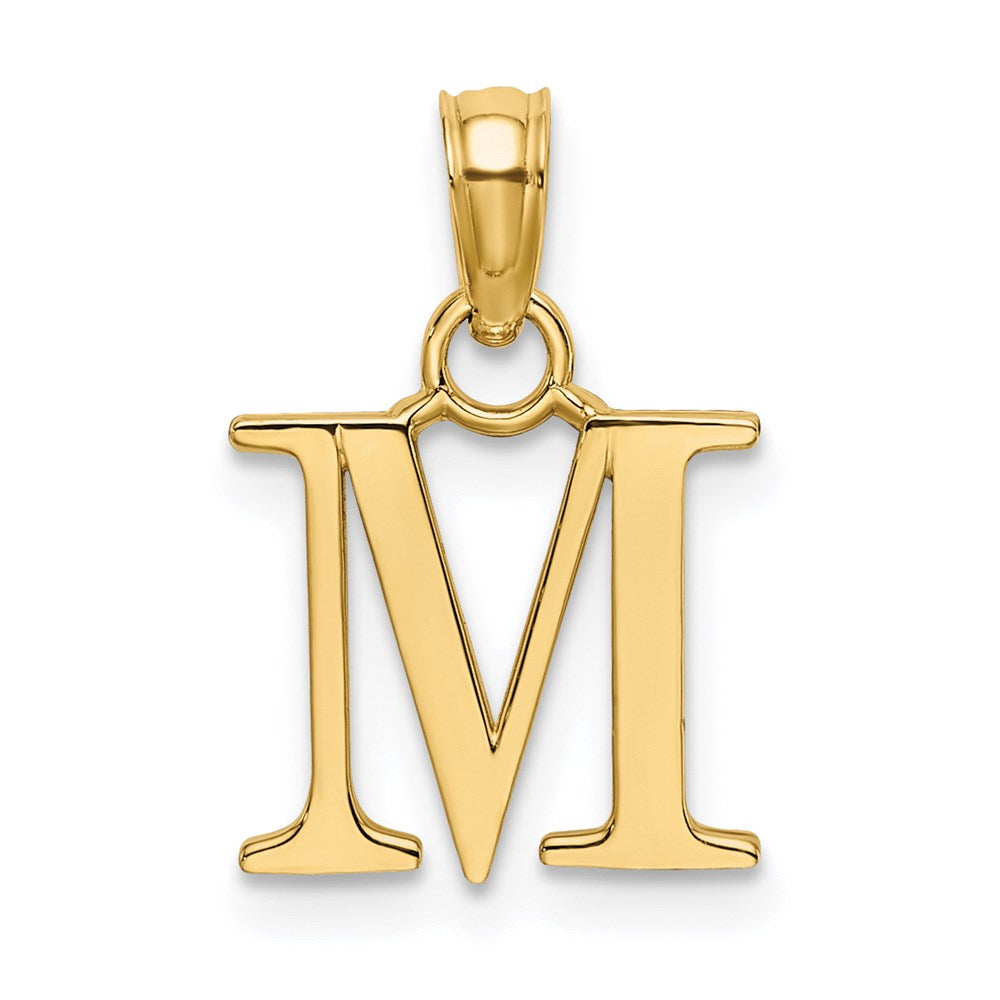 14K Yellow Gold Polished Block Letter M Initial Pendant