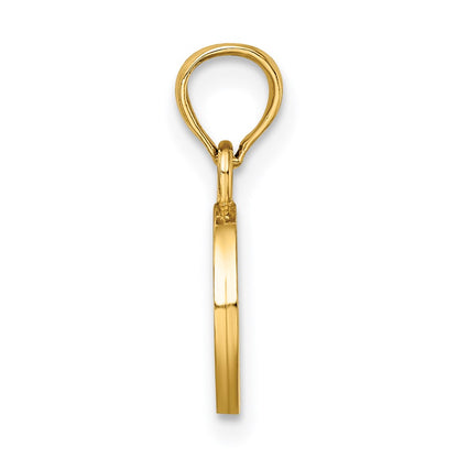 14K Yellow Gold Polished Block Letter O Initial Pendant