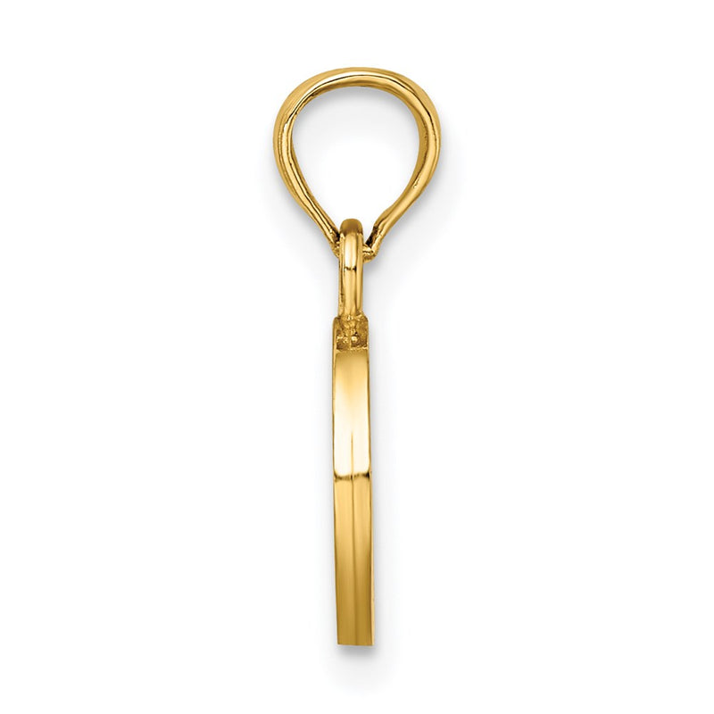 14K Yellow Gold Polished Block Letter O Initial Pendant
