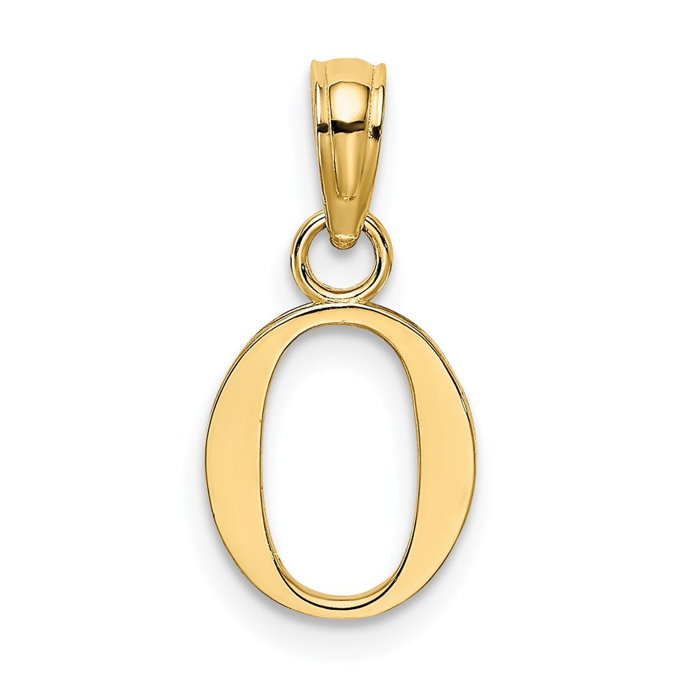 14K Yellow Gold Polished Block Letter O Initial Pendant