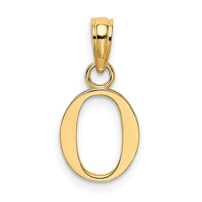 14K Yellow Gold Polished Block Letter O Initial Pendant