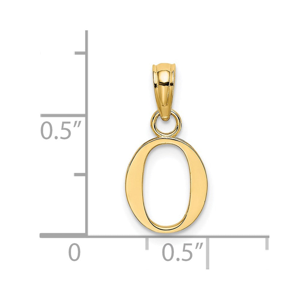 14K Yellow Gold Polished Block Letter O Initial Pendant